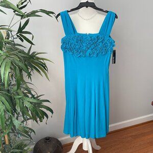 R&M Richards Unique and Fun Aqua Dress, Wide Shoulder Straps, Size 6